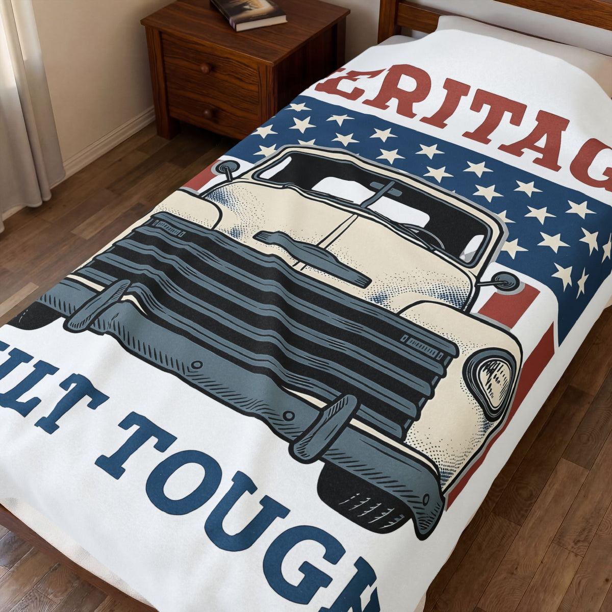 Antique Lorry Blanket America Liberty Gift Women Retro Blanket Truck Blanket Patriot Enthusiast Vintage Blanket Freedom Graphic Line Art Flag