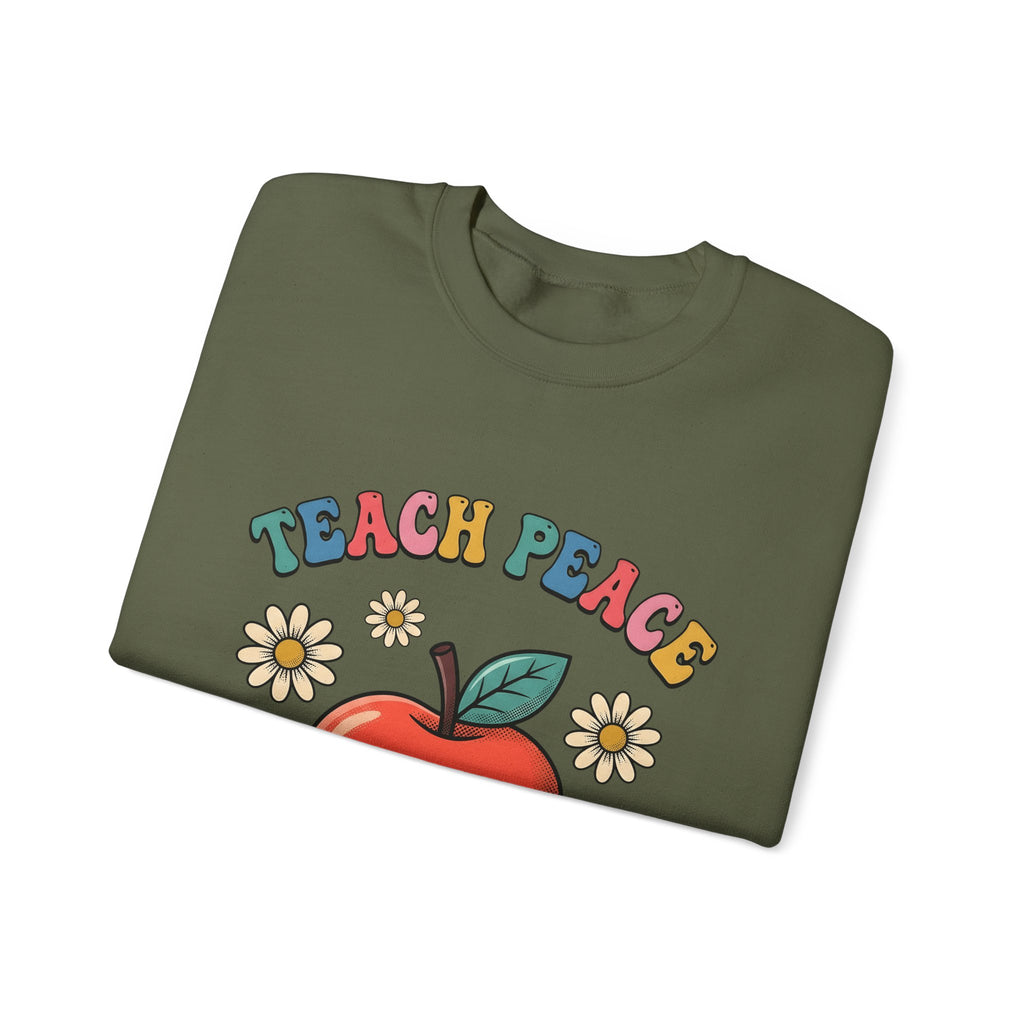 Happy Apple Sweatshirt Teachers Harmony Gift Women Comic Sweatshirt Fruit Sweatshirt Educator Enthusiast Cartoon Sweatshirt Balance Graphic Vintage Wildflowers