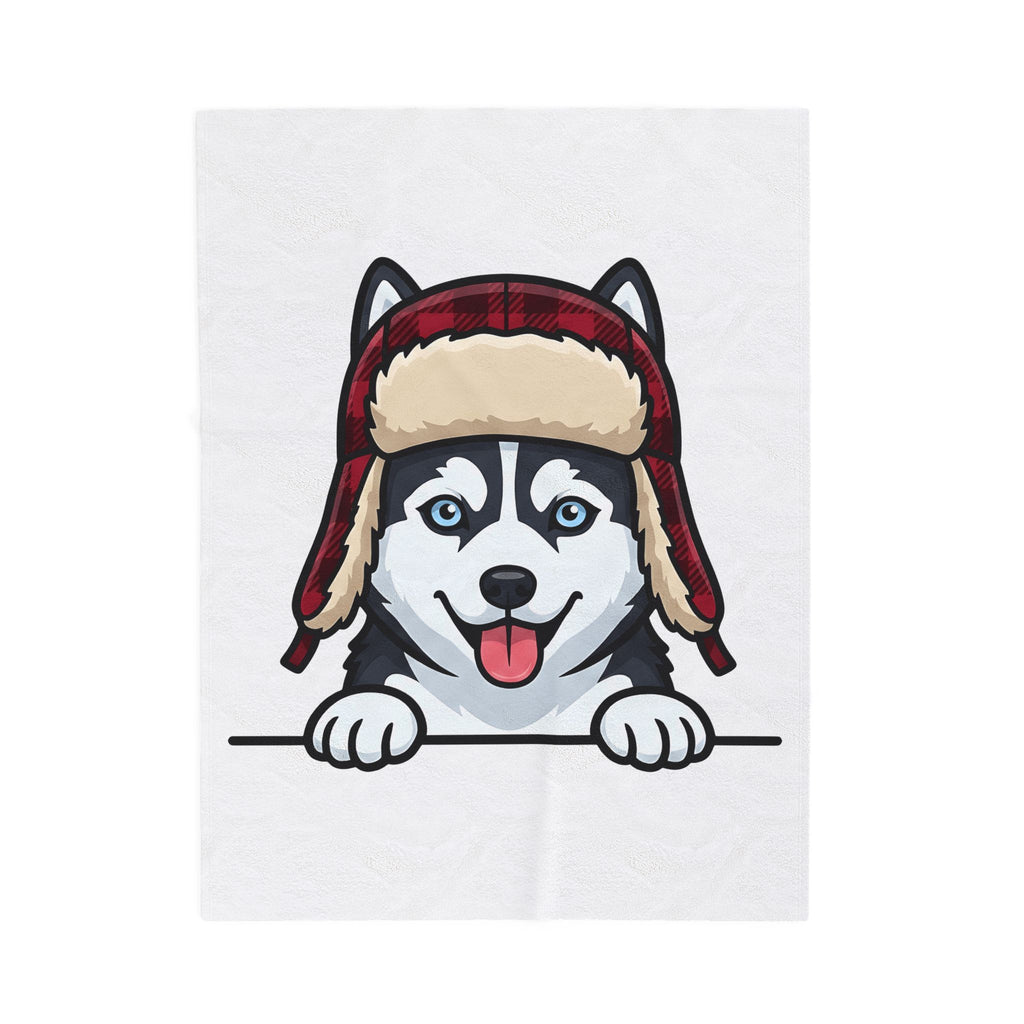 Husky Pup Blanket Dog Companion Gift Women Illustration Blanket Siberian Husky Blanket Dog Fan Husky Graphic Blanket Manga Winter Cap Blanket