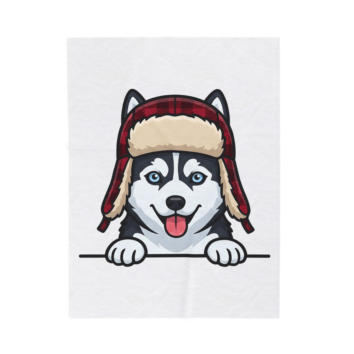 Husky Pup Blanket Dog Companion Gift Women Illustration Blanket Siberian Husky Blanket Dog Fan Husky Graphic Blanket Manga Winter Cap Blanket