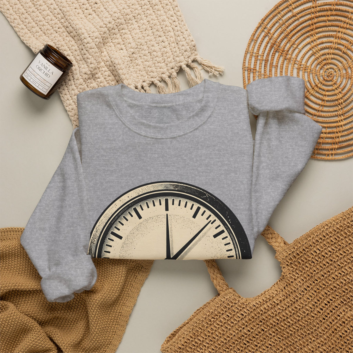 Analog Clock Sweatshirt Sports Encouragement Gift Women Aged Sweatshirt Timepiece Sweatshirt Athlete Fan Vintage Sweatshirt Motivational Graphic Clean Clock