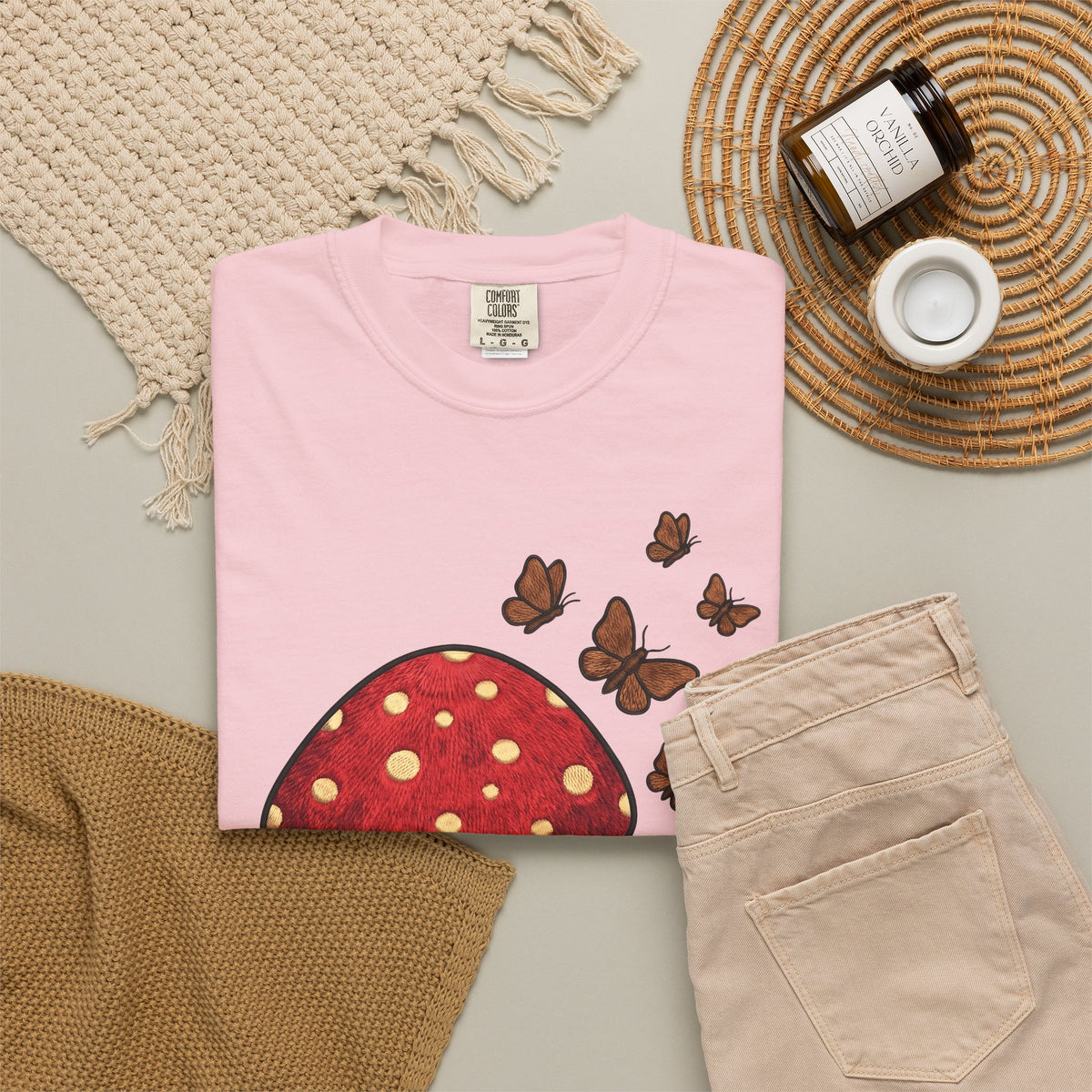 Shroom T-Shirt Boho Chic Environment Gift Women Applique T-Shirt Mushroom T-Shirt Hippie Fan Embroidered T-Shirt Eco Graphic Old-Fashioned