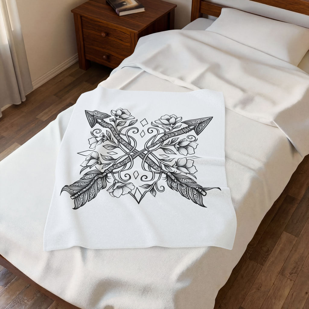 Crossed Arrows Blanket Cowgirl Rodeo Gift Women Tribal Blanket Arrows Blanket Cowgirl Fan Native Blanket Rodeo Graphic Classic Blossom Blanket