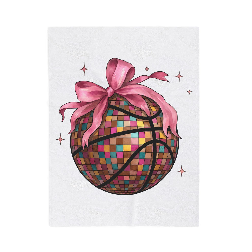 Basketball Disco Ball Blanket Moms Sports Gift Women Whimsical Blanket Disco Ball Blanket Mom Fan Whimsy Blanket Athlete Graphic Watercolor Pink
