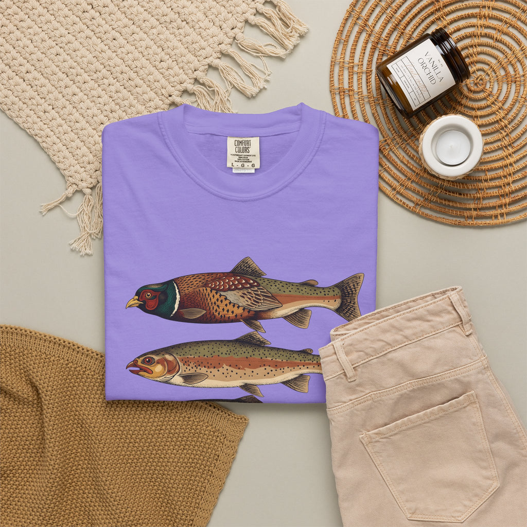 Rainbow Trout Fishing Animals Gift Retro Trout Angler Fan Vintage Wildlife Sketch Game T-Shirt