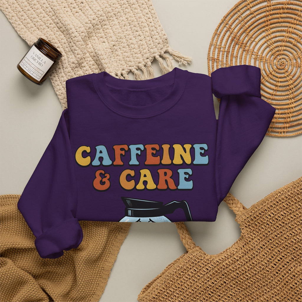 Coffee Pot Character Sweatshirt Nurses Coffee Gift Women Cartoon Sweatshirt Coffee Maker Sweatshirt Nurse Fan Cartoony Sweatshirt Caffeine Graphic Retro