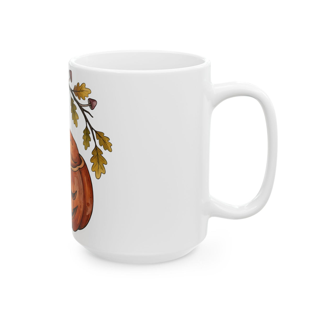 Fox Squash Mug Halloween Wildlife Gift Women Painting Mug Gourd Mug Spooky Fan Artistic Mug Animal Graphic Sketch Fall Foliage