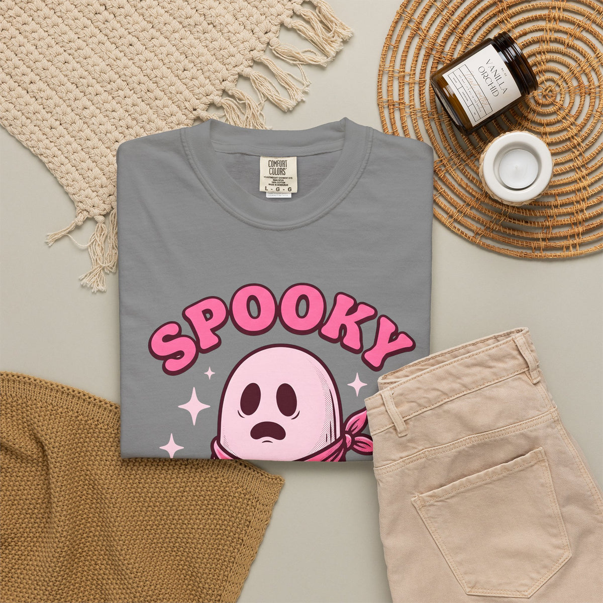 Ghost Scarf Cowgirl Season Gift Comic Scarf Rodeo Fan Cartoon Autumn Vintage Glitter T-Shirt