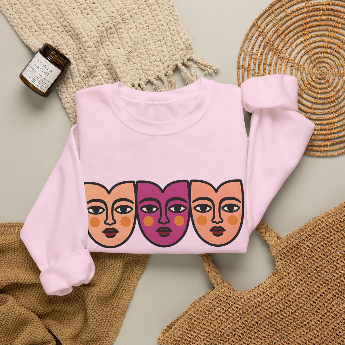 Abstract Faces Sweatshirt Abstract Art Gift Women Modern Sweatshirt Faces Sweatshirt Art Fan Contemporary Sweatshirt Artistic Graphic Minimal Bold Outlines