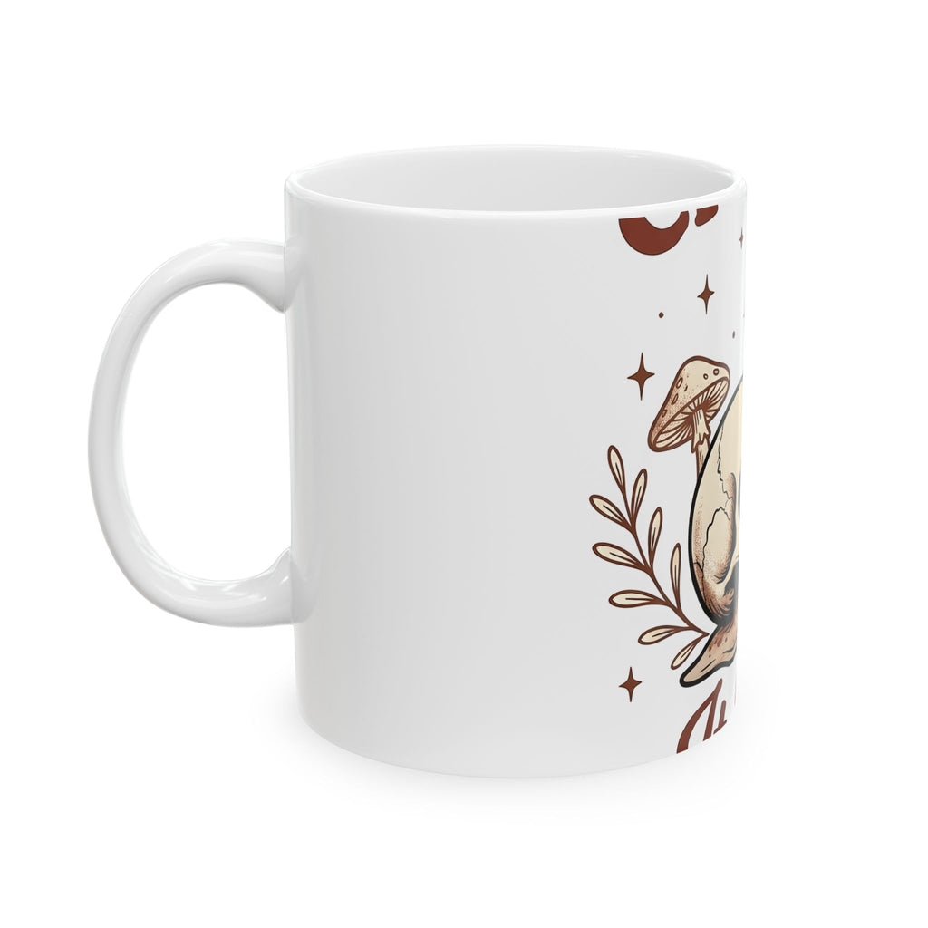 Skeleton Snail Mug Halloween Horror Gift Women Retro Mug Snail Mug Horror Fan Creepy Graphic Mug Sketch Toadstool Mug