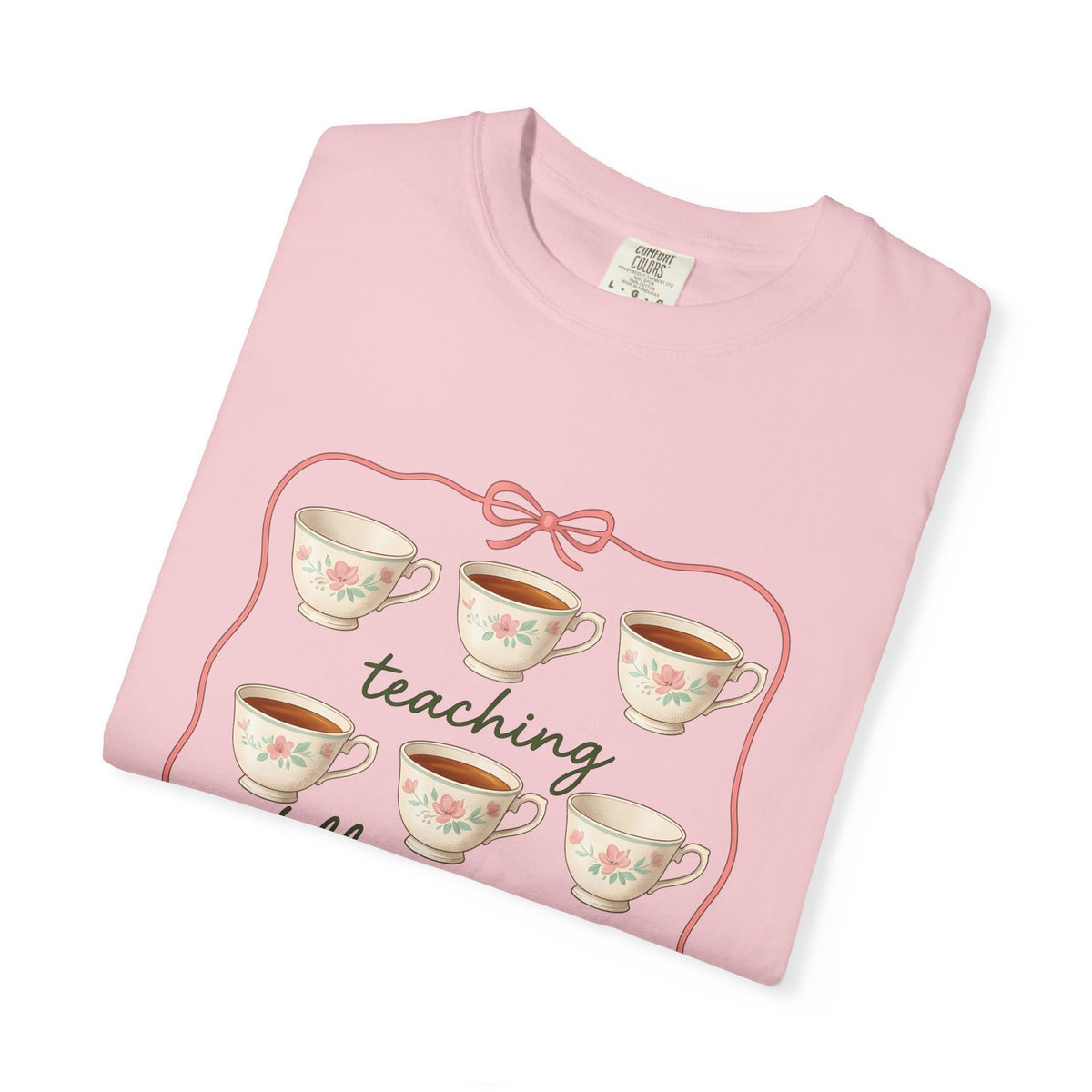 Floral Teacup T-Shirt Teachers Coffee Gift Women Vintage T-Shirt Teacup T-Shirt Educator Enthusiast Retro T-Shirt Caffeine Graphic Hand Drawn Bow