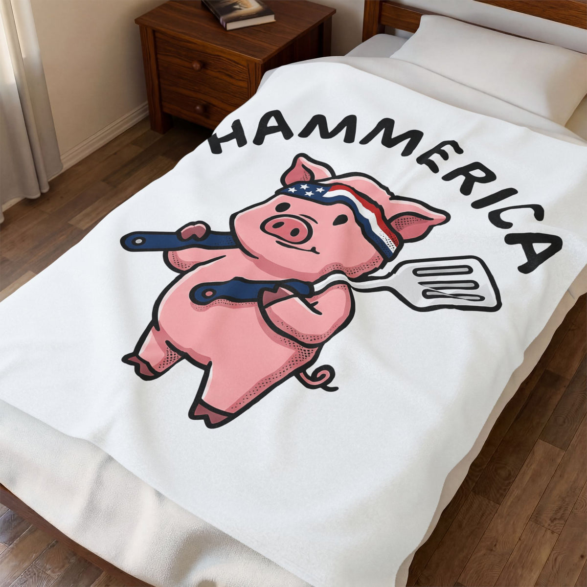 Pig Cook Blanket 4th Of July Grill Gift Women Comic Blanket Swine Cook Blanket Independence Day Fan Cartoon Blanket Barbecue Graphic Design Graphic