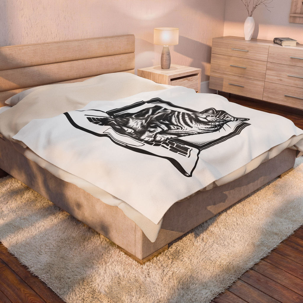 Orange Cat Blanket Cat Gadgets Gift Women Classic Blanket Kitty Blanket Cat Fan Retro Blanket Tech Graphic Doodle Notebook Blanket