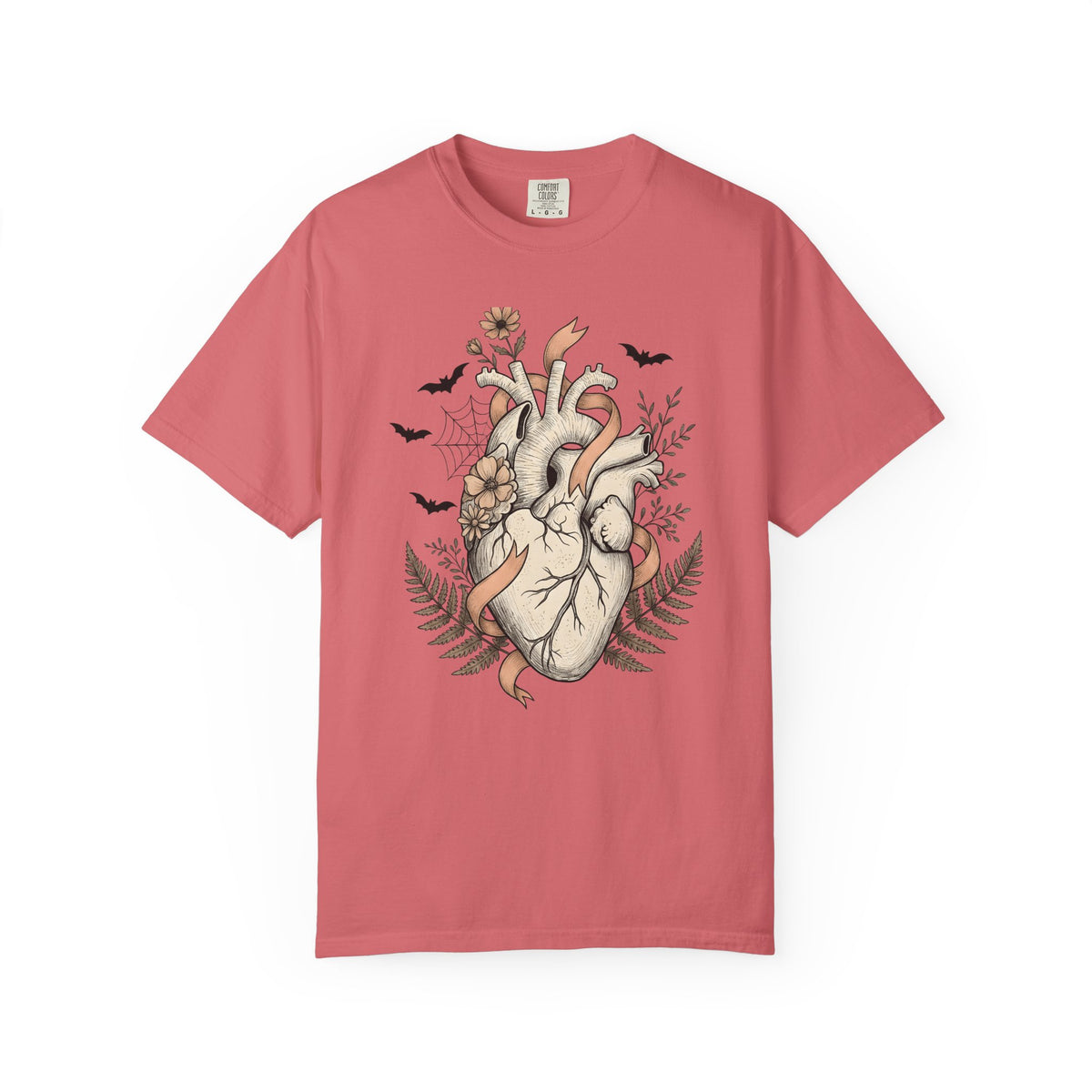 Anatomical Heart T-Shirt Halloween Gothic Gift Women Tattoo Art T-Shirt Cardiac T-Shirt Horror Fan Ink T-Shirt Dark Graphic Vintage Bats T-Shirt