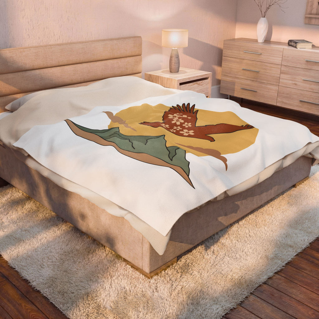 Floral Eagle Blanket Boho Chic Nature Gift Women Boho Blanket Bird Blanket Bohemian Fan Tribal Graphic Blanket Minimalist Mountains Blanket
