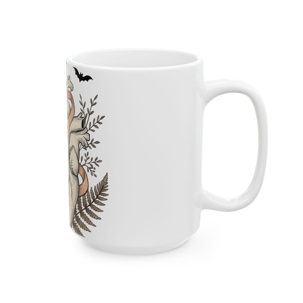 Anatomical Heart Mug Halloween Gothic Gift Women Tattoo Art Mug Cardiac Mug Horror Fan Ink Mug Dark Graphic Vintage Bats Mug