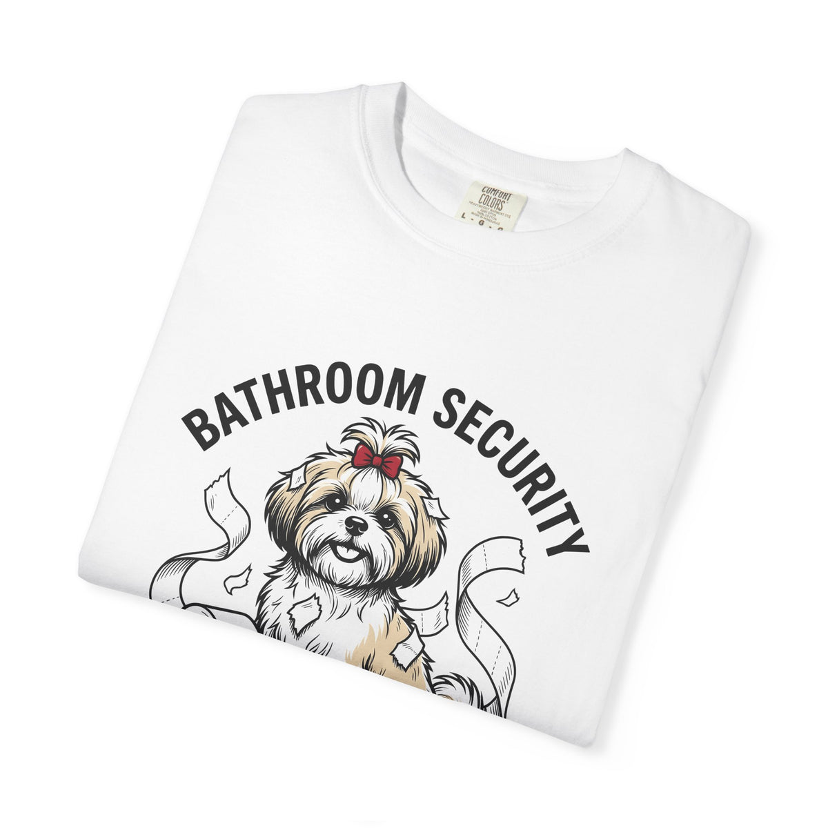 Shih Tzu Puppy T-Shirt Dog Joke Gift Women Comic T-Shirt Puppy T-Shirt Dog Fan Cartoon T-Shirt Humor Graphic Sketch Bathroom Paper T-Shirt