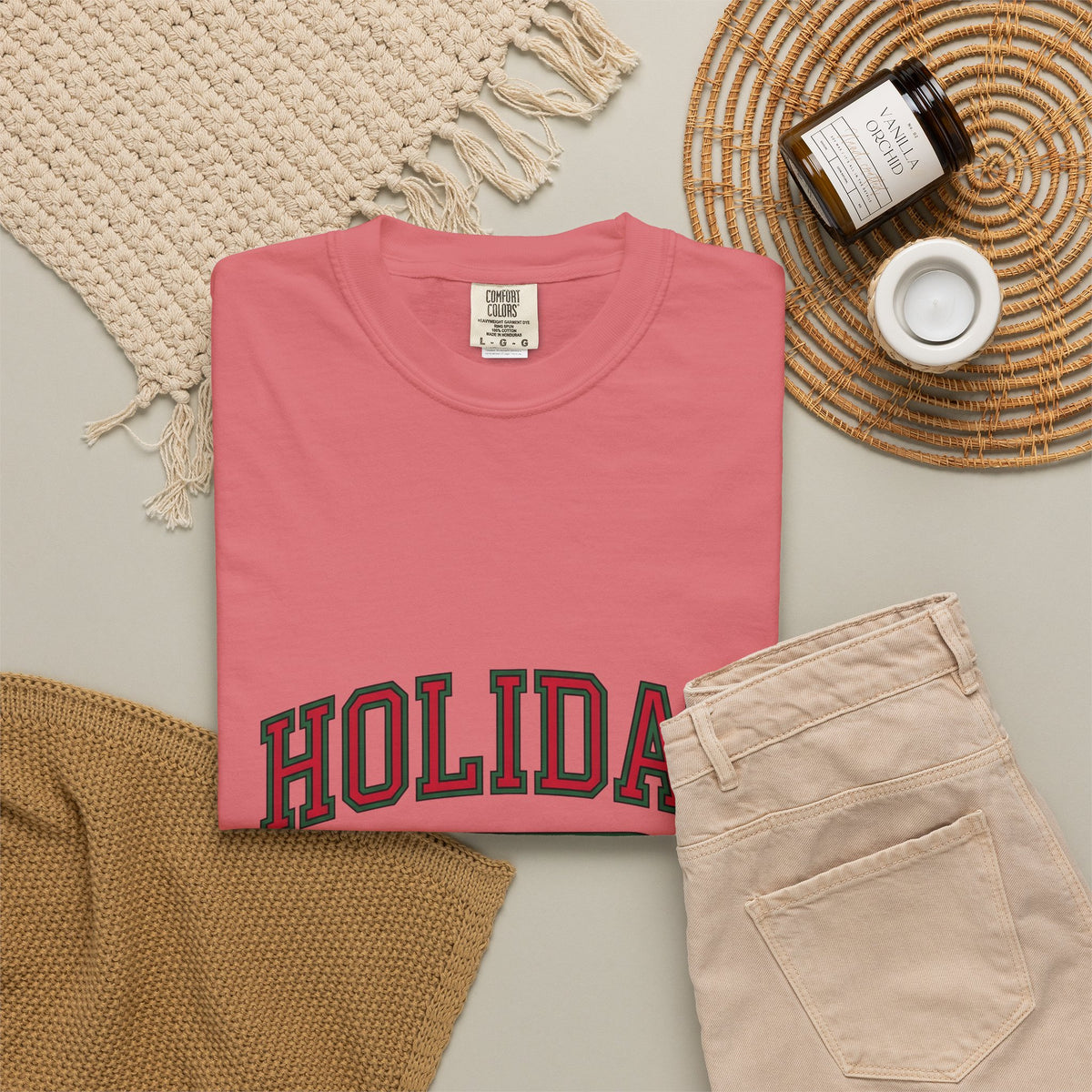 Bold College Font Holiday Christmas Decor Gift Merry Typography Christmas Fan Festive Christmas T-Shirt