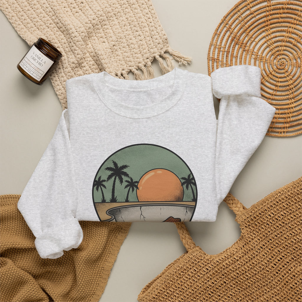 Longboard Design Sweatshirt Skateboarding Seaside Gift Women Classic Sweatshirt Longboarding Sweatshirt Skater Enthusiast Retro Sweatshirt Coastal Graphic Old