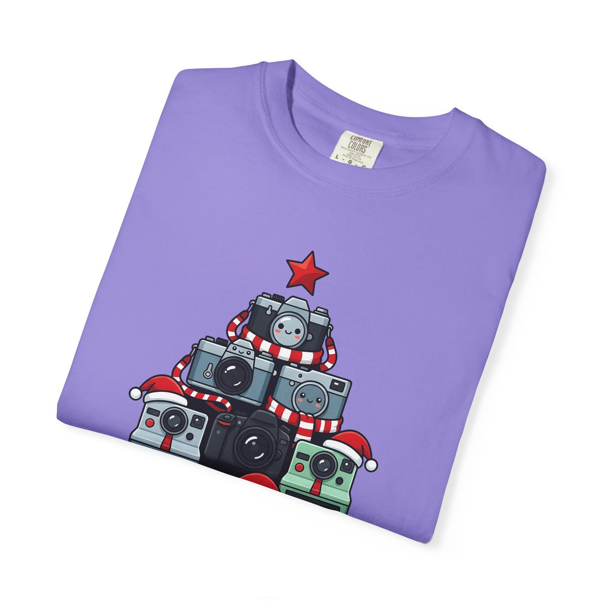 Camera Tree Christmas Photography Gift Kawaii Tree Camera Xmas Enthusiast Cute Photographic T-Shirt