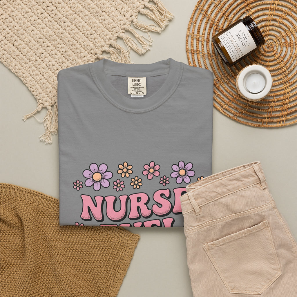 Flower Graphic T-Shirt Nurses Floral Gift Women Groovy T-Shirt Illustration T-Shirt Nurse Enthusiast Psychedelic T-Shirt Botanical Graphic Floral