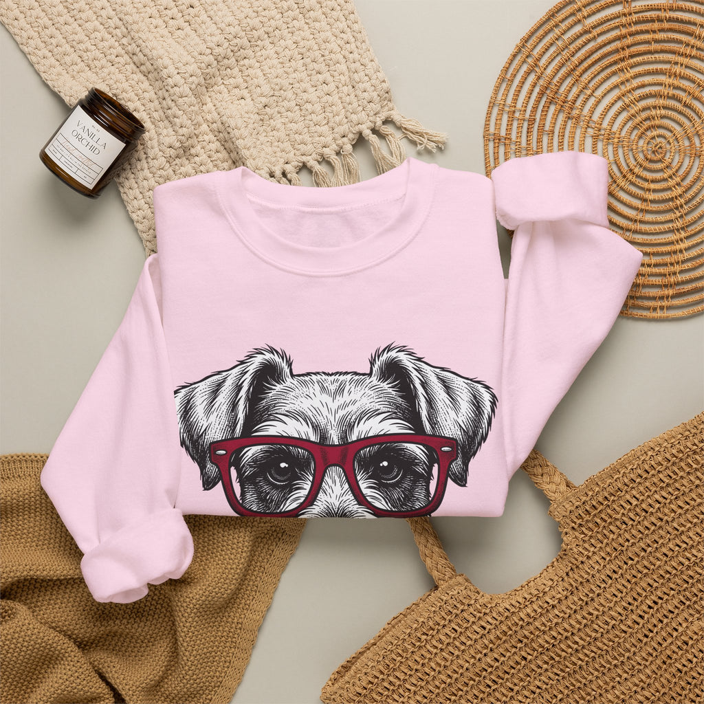 Schnauzer Pet Sweatshirt Dog Critters Gift Women Line Art Sweatshirt Dog Sweatshirt Dog Fan Dog Graphic Dog Graphic Cartoon Spectacles Sweatshirt