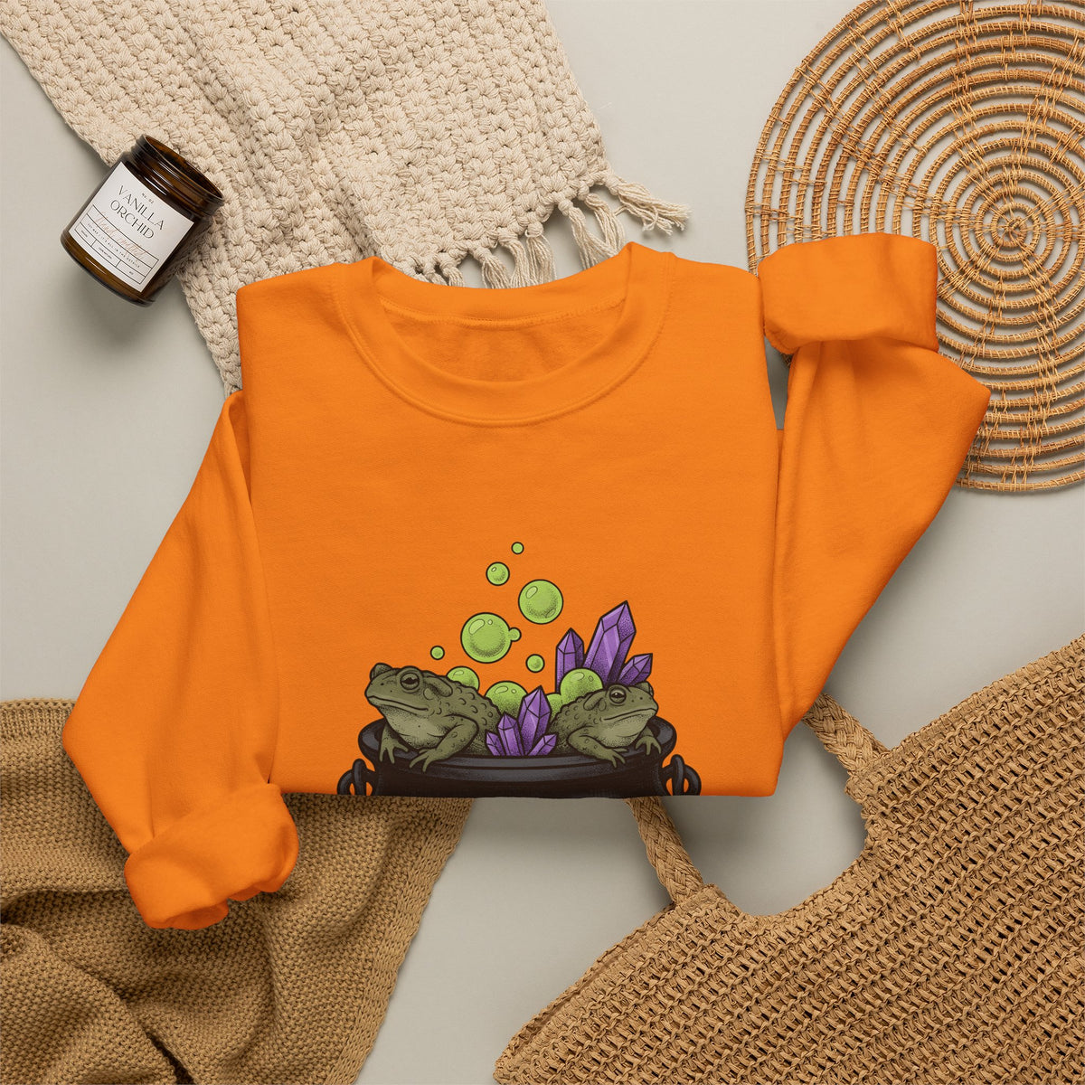Cauldron Frogs Sweatshirt Halloween Witchcraft Gift Women Gothic Sweatshirt Toad Sweatshirt Horror Fan Dark Sweatshirt Occult Graphic