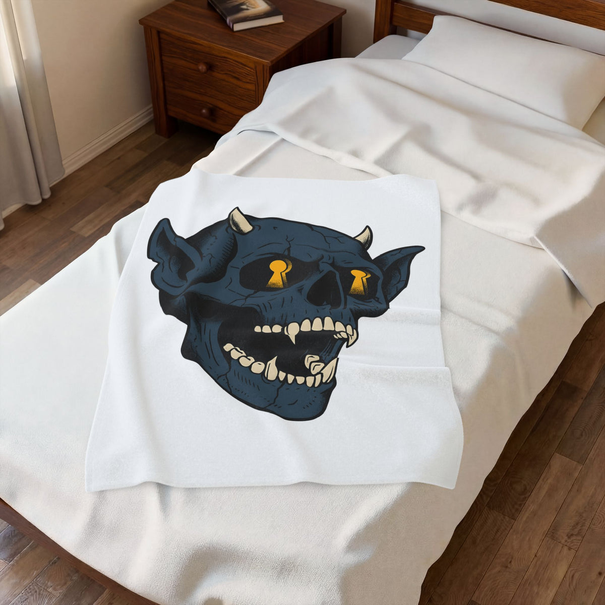 Devil Skull Blanket Halloween Horror Gift Women Tattoo Blanket Skull Blanket Horror Fan Scary Graphic Blanket Retro Teeth Blanket