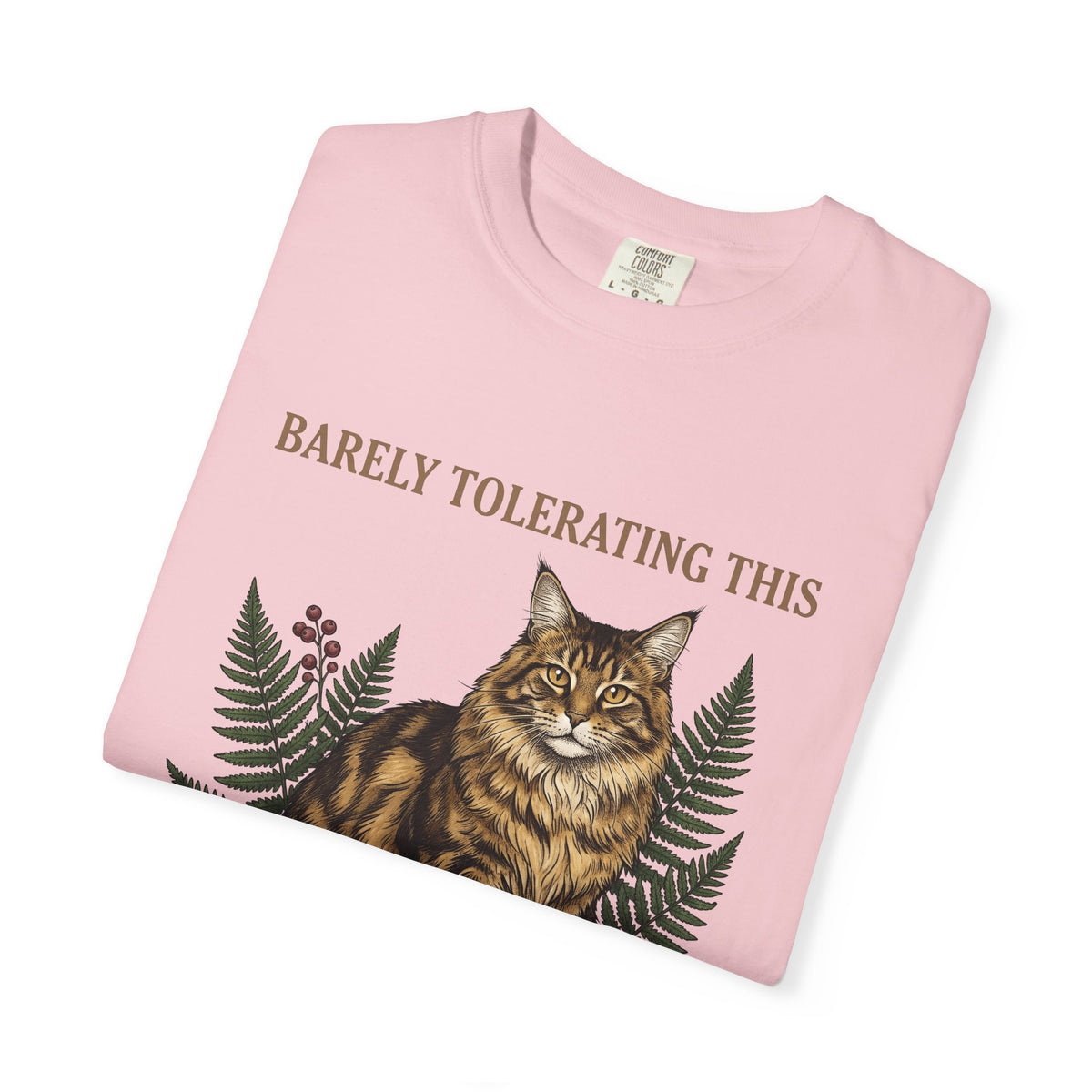 Maine Coon Pet Cat Fun Gift Plant Cat Cat Fan Botanical Humorous Traditional Frond T-Shirt