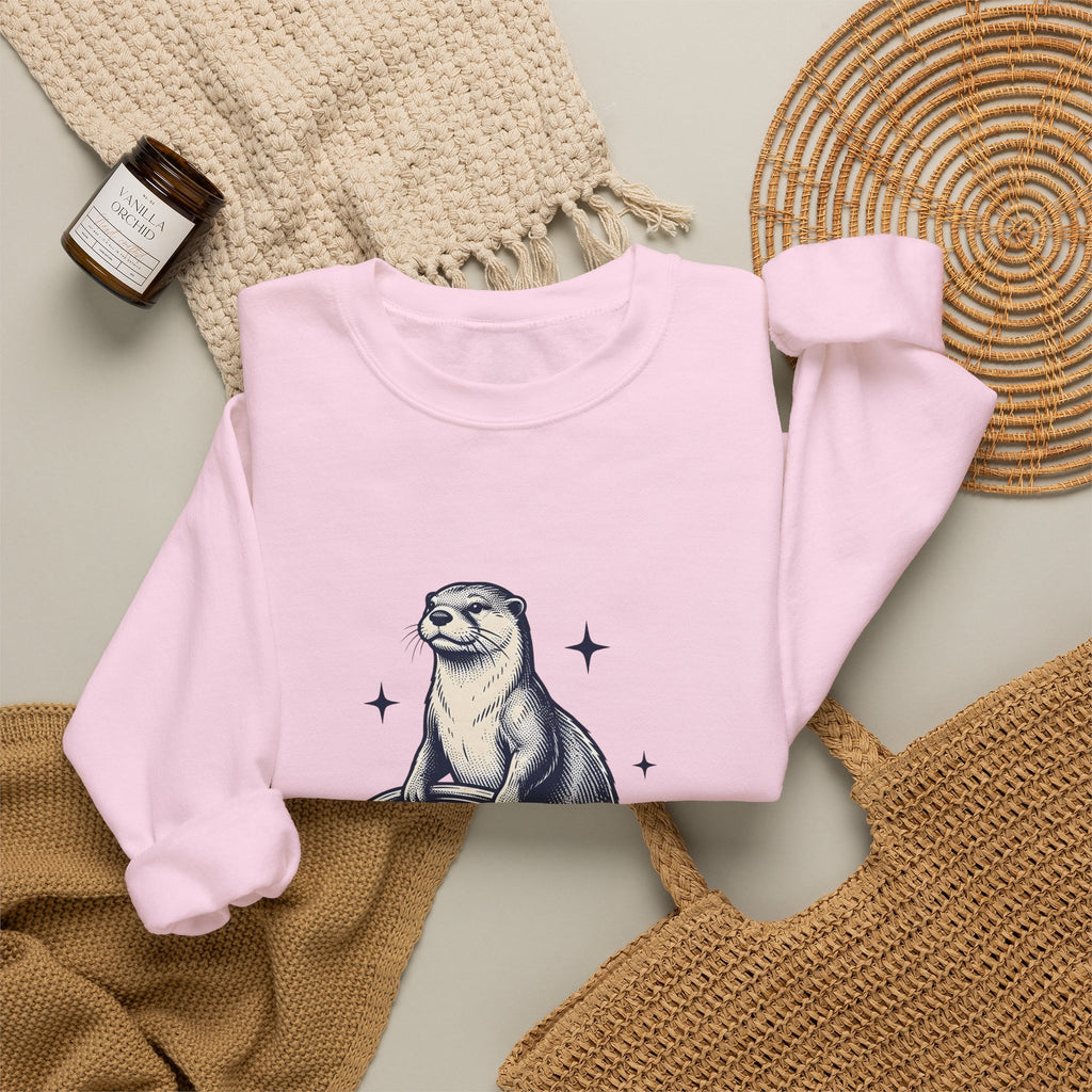 Strong Otter Sweatshirt Funny Animal Gift Women Vintage Sweatshirt Otter Sweatshirt Humor Fan Retro Sweatshirt Wildlife Graphic Hand Drawn Stars Sweatshirt