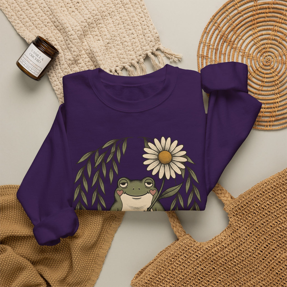 Frog Flower Cute Animal Gift Boho Toad T Sweatshirt