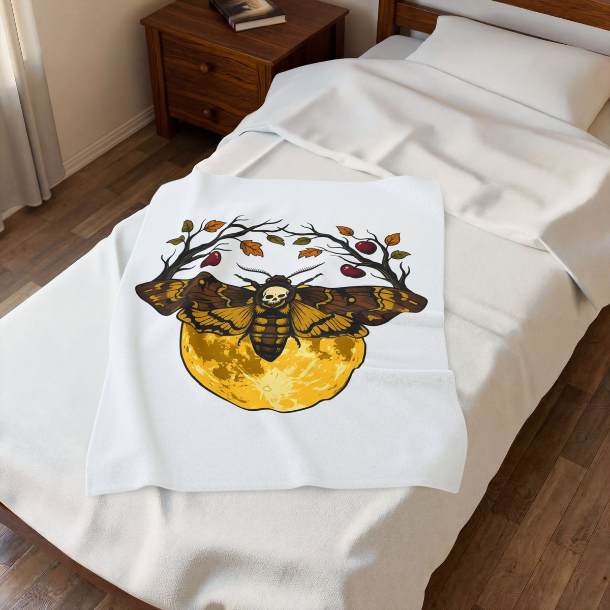 Moth Skull Blanket Halloween Horror Gift Women Retro Blanket Insect Blanket Horror Fan Creepy Blanket Macabre Graphic Sketch