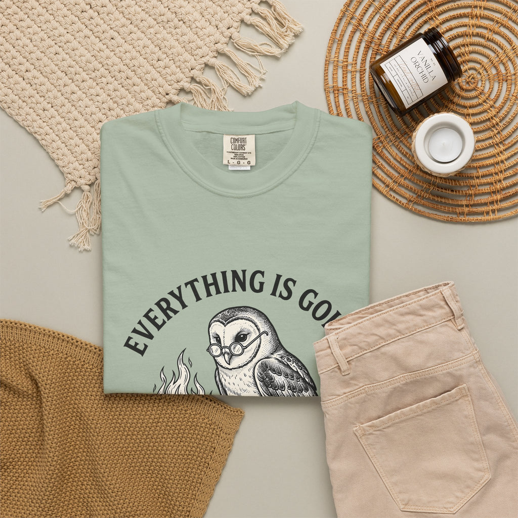 Owl Eyeglasses T-Shirt Funny Critters Gift Women Old-Fashioned T-Shirt Owl T-Shirt Humor Fan Vintage T-Shirt Creature Graphic Outline Blazing Book