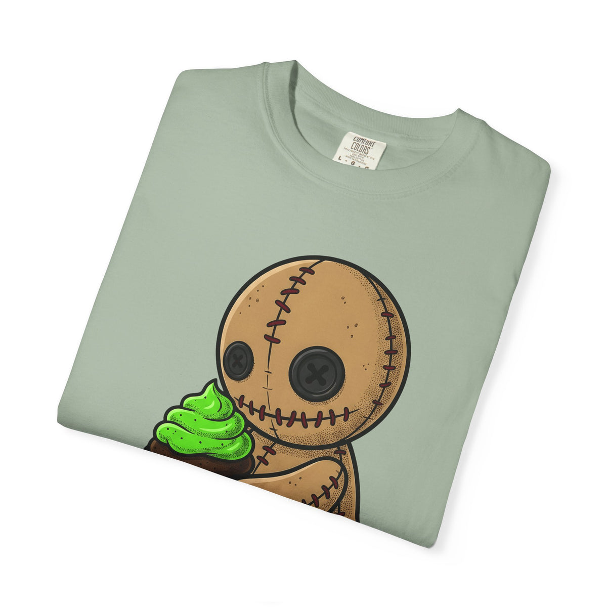 Voodoo Doll T-Shirt Desserts Spooky Gift Women Cartoon T-Shirt Poppet T-Shirt Pastry Fan Comic T-Shirt Horror Graphic Gothic Cupcake T-Shirt