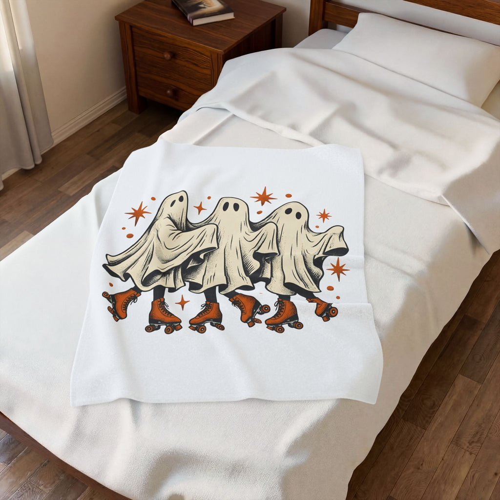 Apparition Skate Blanket Halloween Rollerblade Gift Women Hand Drawn Blanket Skateboard Blanket Spooky Fan Hand Drawn Blanket Inline Skate Graphic