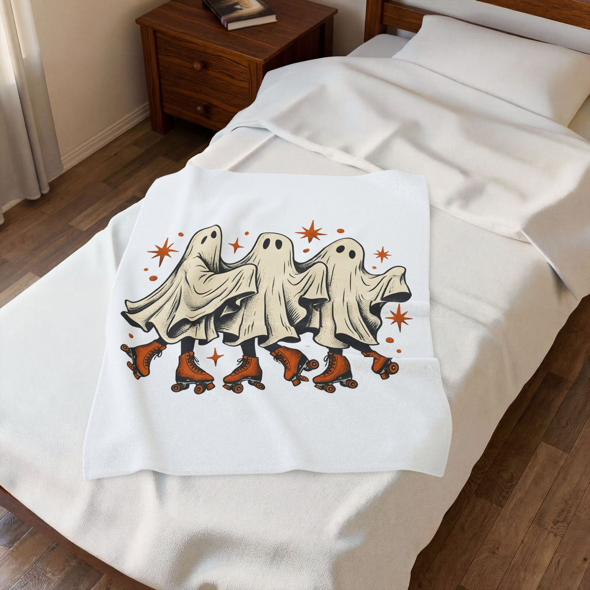 Apparition Skate Blanket Halloween Rollerblade Gift Women Hand Drawn Blanket Skateboard Blanket Spooky Fan Hand Drawn Blanket Inline Skate Graphic
