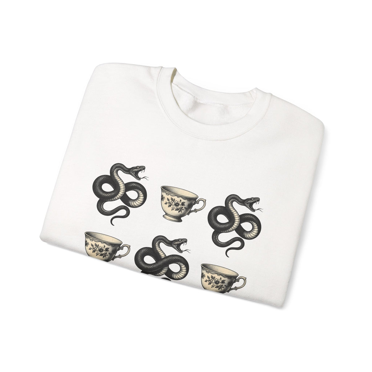 Serpent Tea Cup Sweatshirt Boho Chic Magic Gift Women Retro Sweatshirt Tea Cup Sweatshirt Hippie Fan Vintage Sweatshirt Mystical Graphic Dark Flower Sweatshirt Sweatshirt