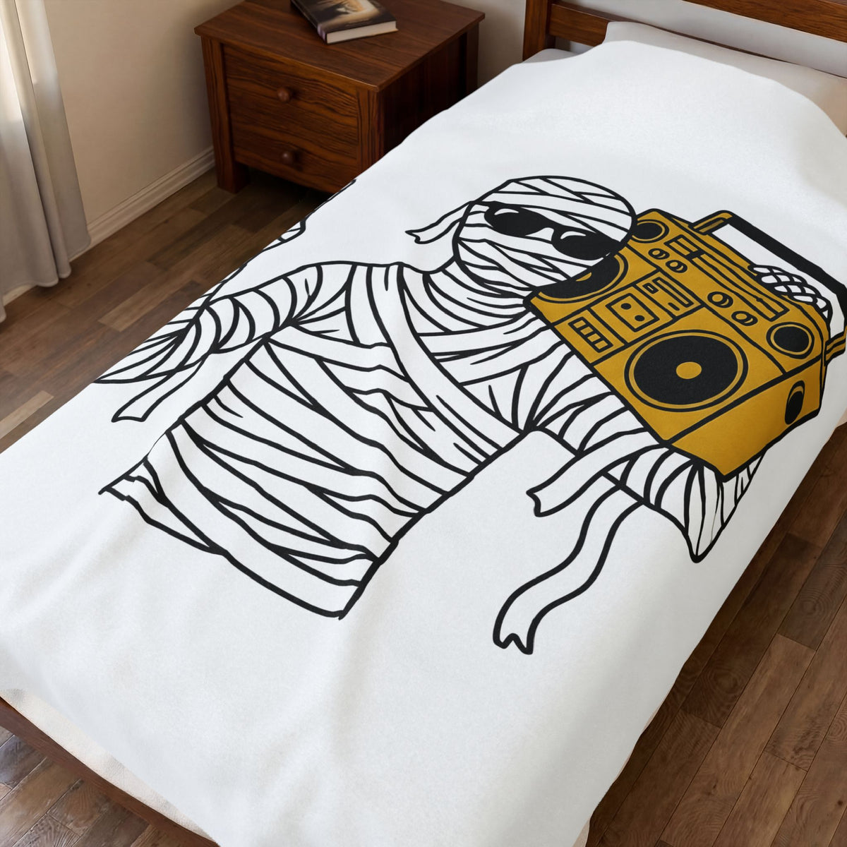 Mummy Boombox Halloween Audio Gift Sketch Wrapped Mummy Horror Fan Monster Drawing Old Blanket