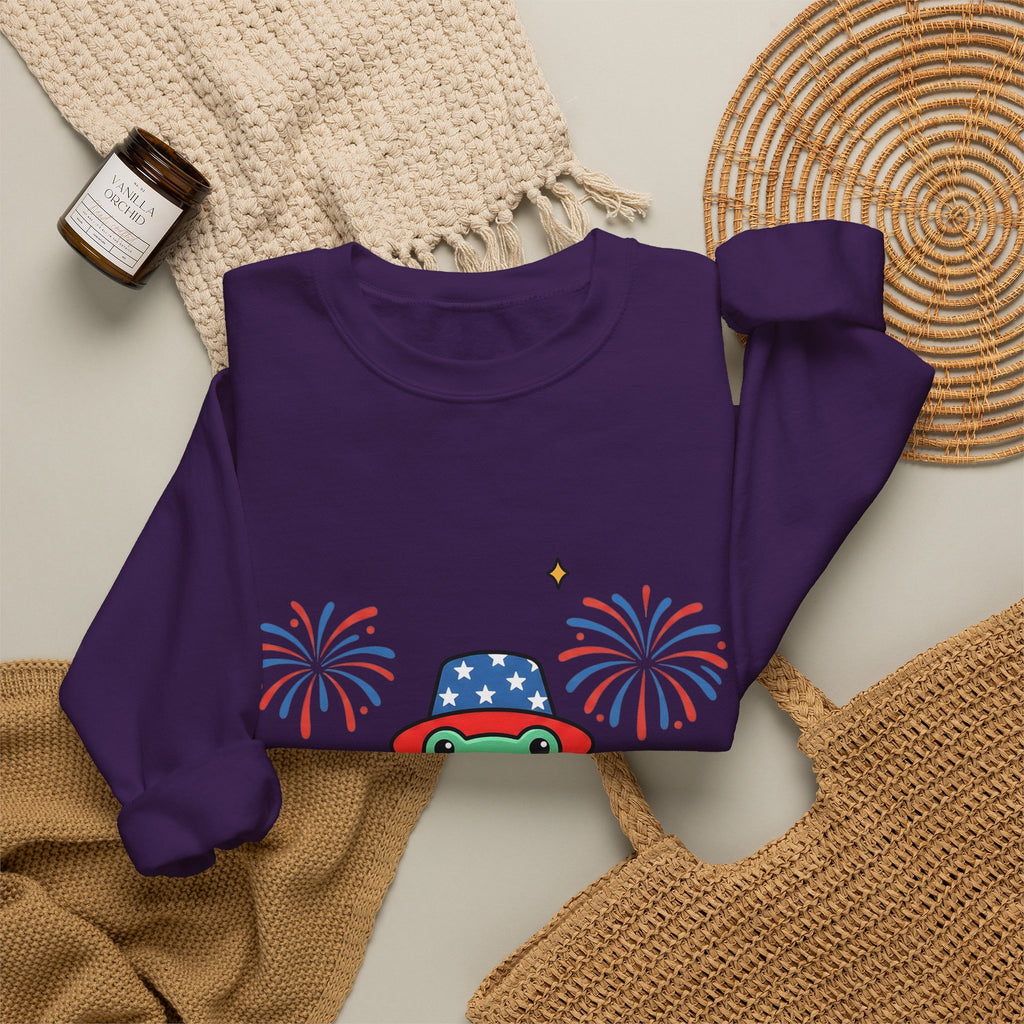 Usa Frog Sweatshirt America/4th Of July Wildlife Gift Women Kawaii Sweatshirt Toad Sweatshirt Patriotic Fan Cute Sweatshirt Animal Graphic Comic Sparkler