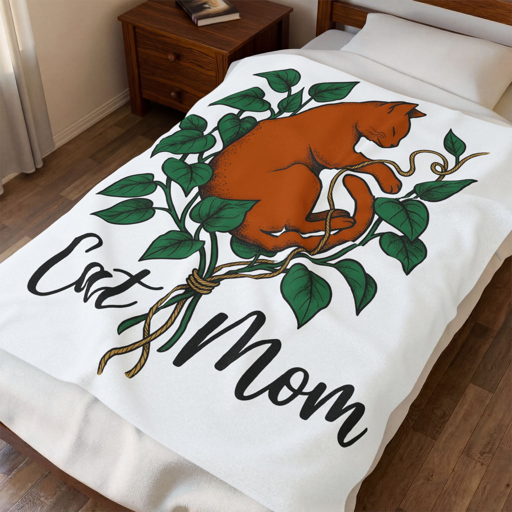 Cat Graphic Blanket Cat Mom Animals Gift Women Hand Drawn Blanket Kitten T