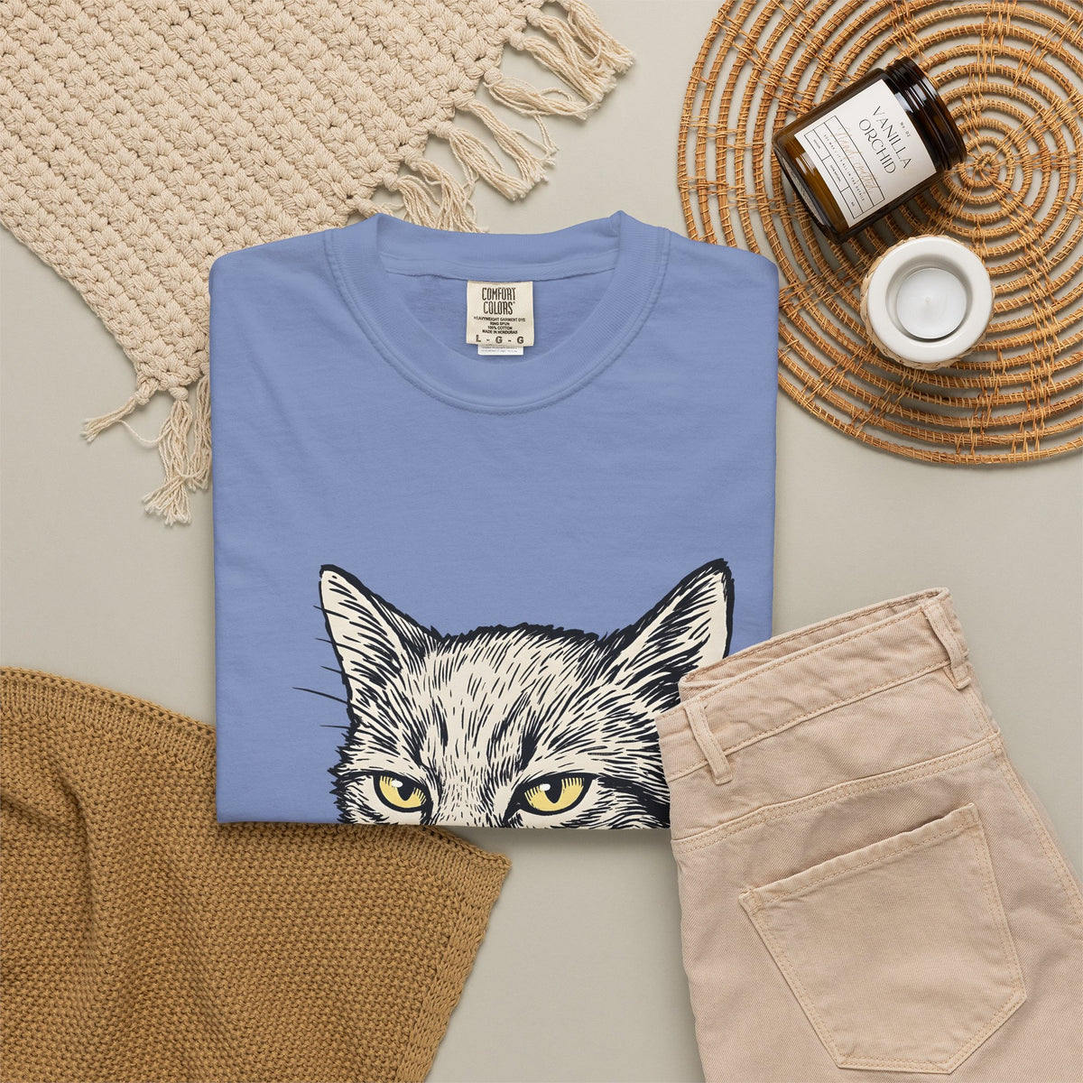 Cat Face T-Shirt Cat Jokes Gift Women Sketch T-Shirt Kitten T-Shirt Feline Fan Drawing Graphic Retro Chewing Gum T-Shirt