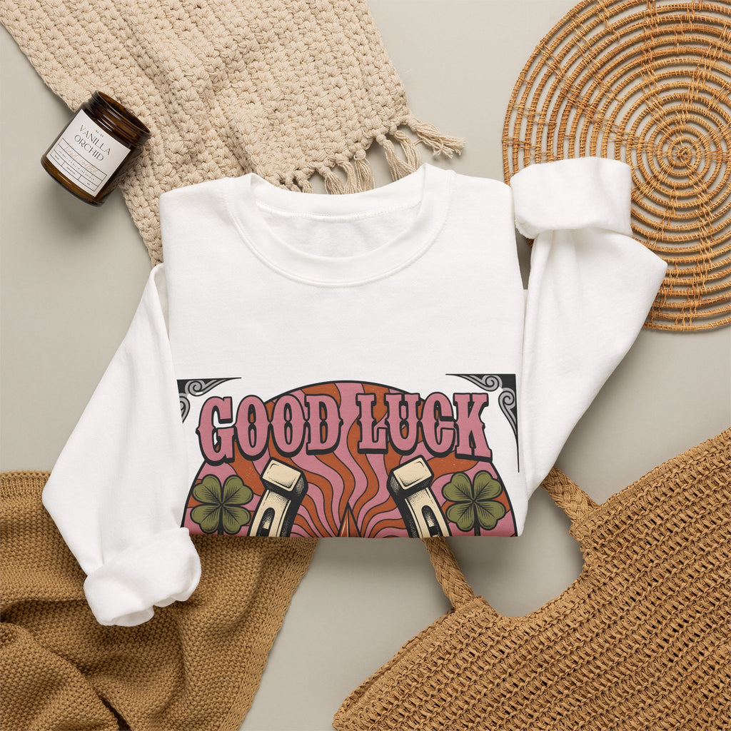 Star Horseshoe Sweatshirt Cowgirl Ranch Gift Women Old School Sweatshirt Horseshoe Sweatshirt Cowboy Fan Rodeo Sweatshirt Farm Design Hand Drawn Four Leaf