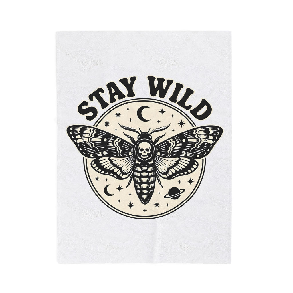 Moth Skull Blanket Boho Chic Celestial Gift Women Gothic Blanket Insect Blanket Bohemian Fan Dark Blanket Astrology Graphic Vintage Moon Blanket