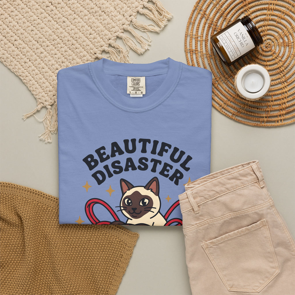 Siamese Kitten T-Shirt Cat Pet Gift Women Comic T-Shirt Kitten T-Shirt Cat Fan Cartoon T-Shirt Animal Graphic Vintage Wool Ball T-Shirt