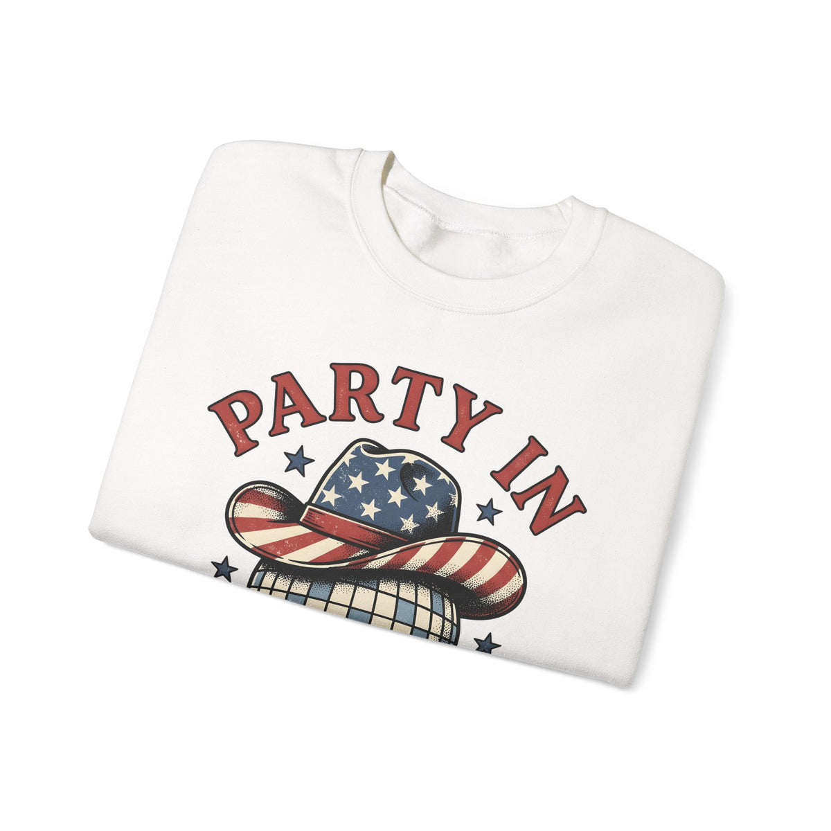 Disco Hat Cowboy Sweatshirt 4th Of July Flag Gift Women Distressed Sweatshirt Western Cowboy Sweatshirt Independence Day Fan Vintage Sweatshirt Patriotic