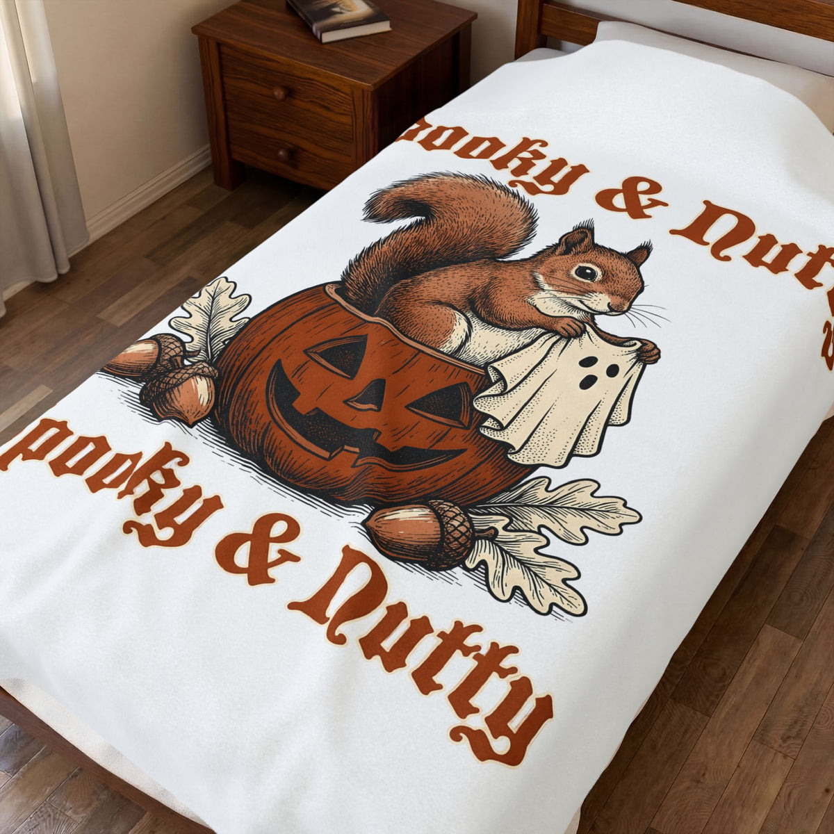 Tree Critter Pumpkin Blanket Halloween Creatures Gift Women Rustic Blanket Gourd Blanket Spooky Fan Primitive Blanket Monster Graphic Outline Seed