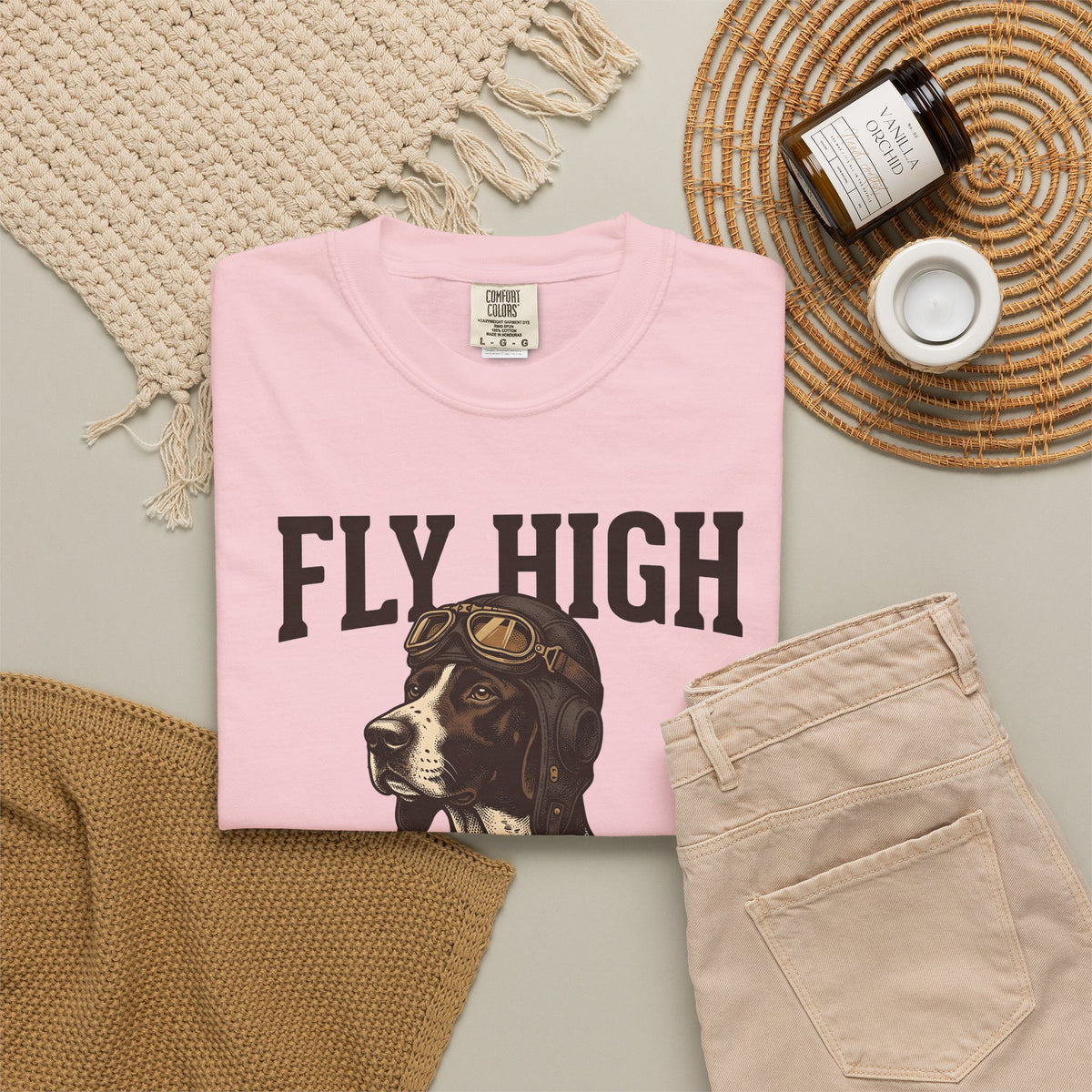 Flying Dog T-Shirt Dog Travel Gift Women Retro T-Shirt Canine T-Shirt Dog Fan Vintage T-Shirt Adventure Graphic Heritage Navigation T-Shirt