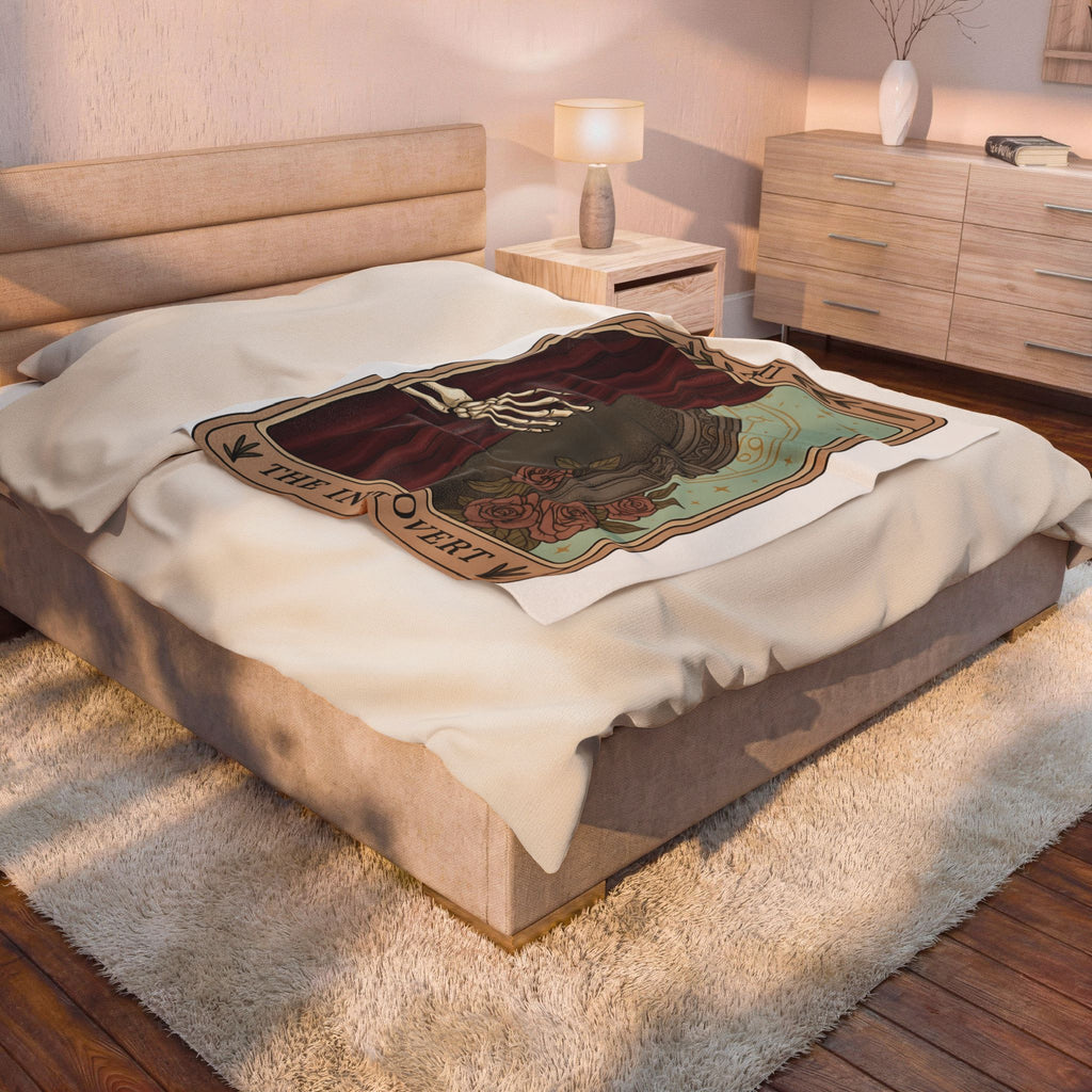 Skeleton Hand Tarot Blanket Boho Chic Gothic Gift Women Mystical Blanket Tarot Card Blanket Bohemian Fan Occult Graphic Blanket Dark Illustration