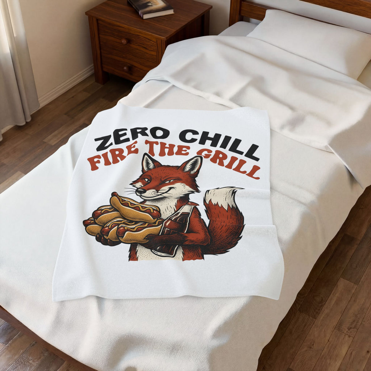 Fox Hotdog Blanket Funny Grill Gift Women Comic Blanket Hotdog Blanket Humor Fan Cartoon Blanket Barbecue Graphic Retro Soda Pop Bottle Blanket