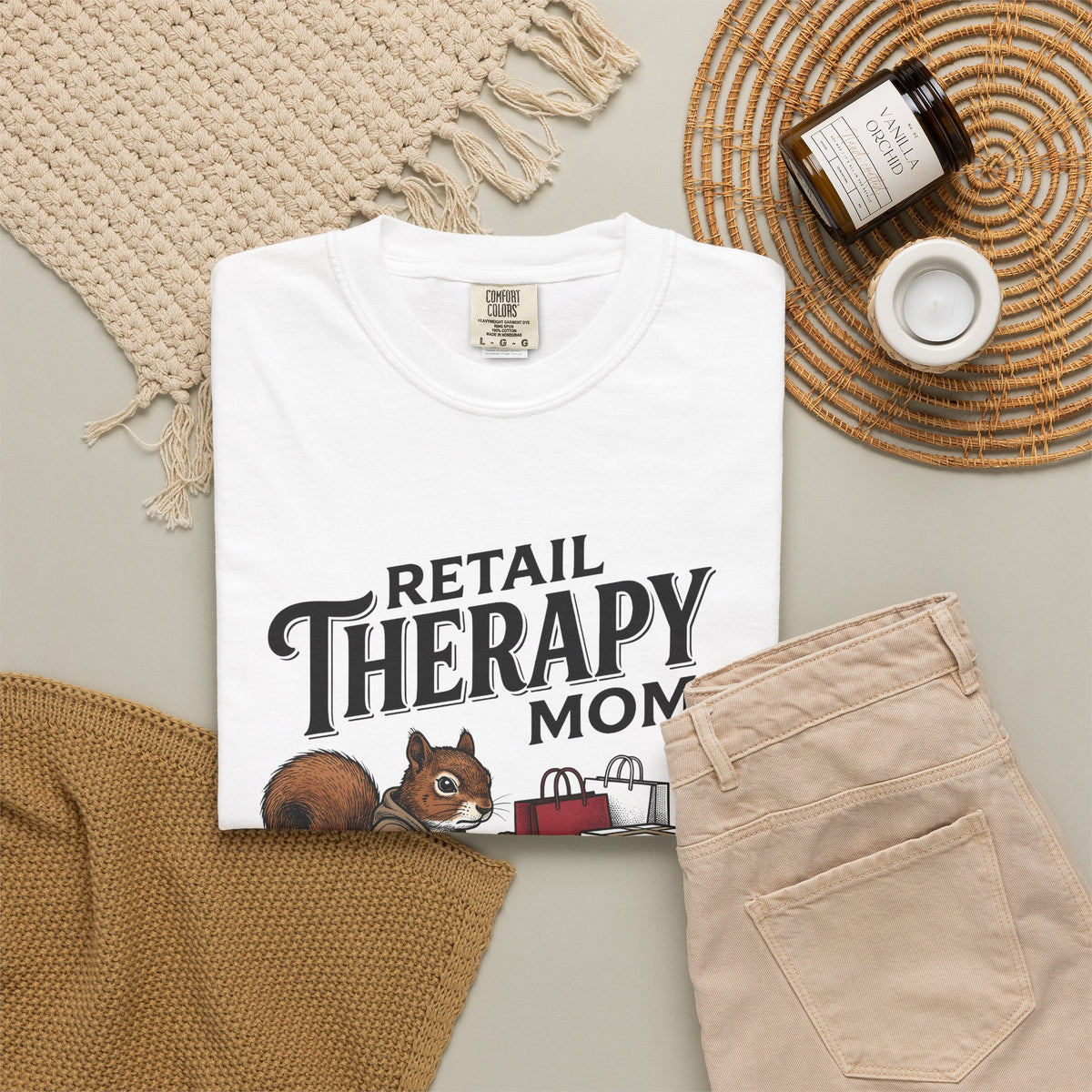 Squirrel Cart T-Shirt Moms Retail Gift Women Hand Drawn T-Shirt Shopping Cart T-Shirt Motherhood Fan Store Graphic Retail Design Line Art Tote
